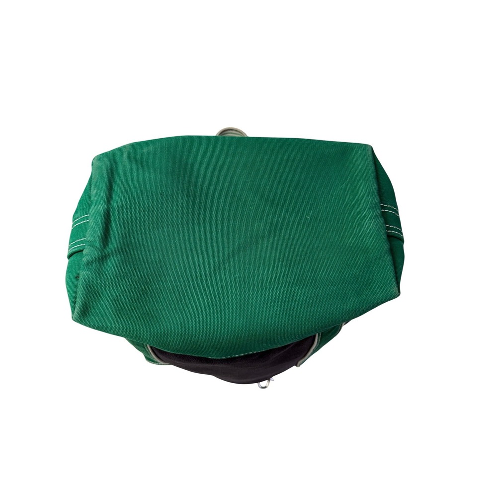 Lands End Canvas Tote Bag Navy Blue Green Cotton Open Top Pocket Key Clip 12in - Picture 6 of 10